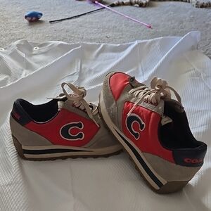 Coach Red and Tan Sneakers